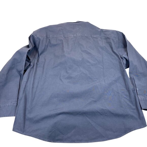 Cabelas Mens Shirt 2XL Blue Cotton Long Sleeve With Embroidered Pheasant - Picture 2 of 7